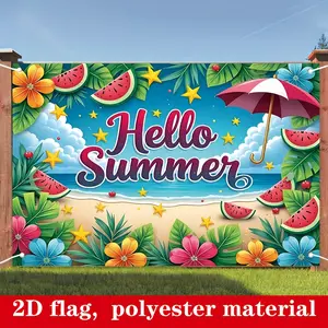2D Flag Banner 150cm X 100cm Polyester, Summer Party Decor Background, Party Backdrop Decoration, Beach and Pool Theme, Home Decor and Festival Supplies