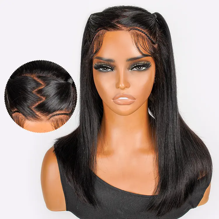 [LIVE SUPER DEAL] West Kiss Pre Braided Glueless Human Hair Wigs Short Straight 13x4 Lace Front Bob Wig Pre Plucked Hair Pre Styled Beginner Friendly