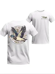Men's Sitka T-Shirt, Duck Print Design, Round Neck, Fitted, Soft Breathable Fabric, Daily Wear, Summer Clothing, Polyester Fiber Comfort