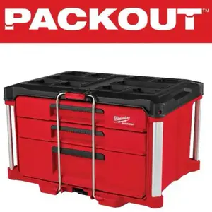 Milwaukee PACKOUT 22 in. Modular 3-Drawer Multi Drawer Tool Box with Metal Reinforced Corners and 50 lbs. Capacity