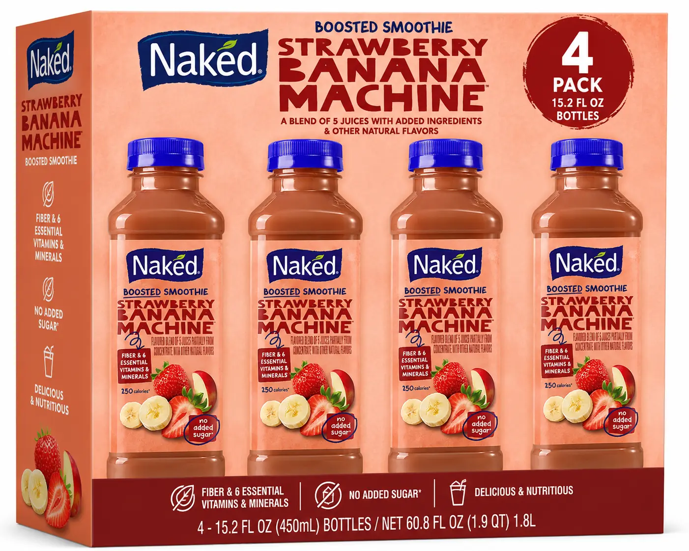 Naked Boosted Smoothie Strawberry Banana Machine, 15.2 fl oz Bottle