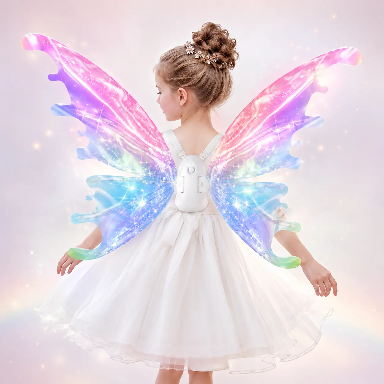 Girls' 4-8 Ages Musical Light-Up Organza Butterfly Adjustable Costume Set with Rhinestones & ABS - Safe, Comfortable Classic Halloween, Valentine's Day Fantasy Pretend Play Dress-Up Outfit Gift, Butterfly Costume
