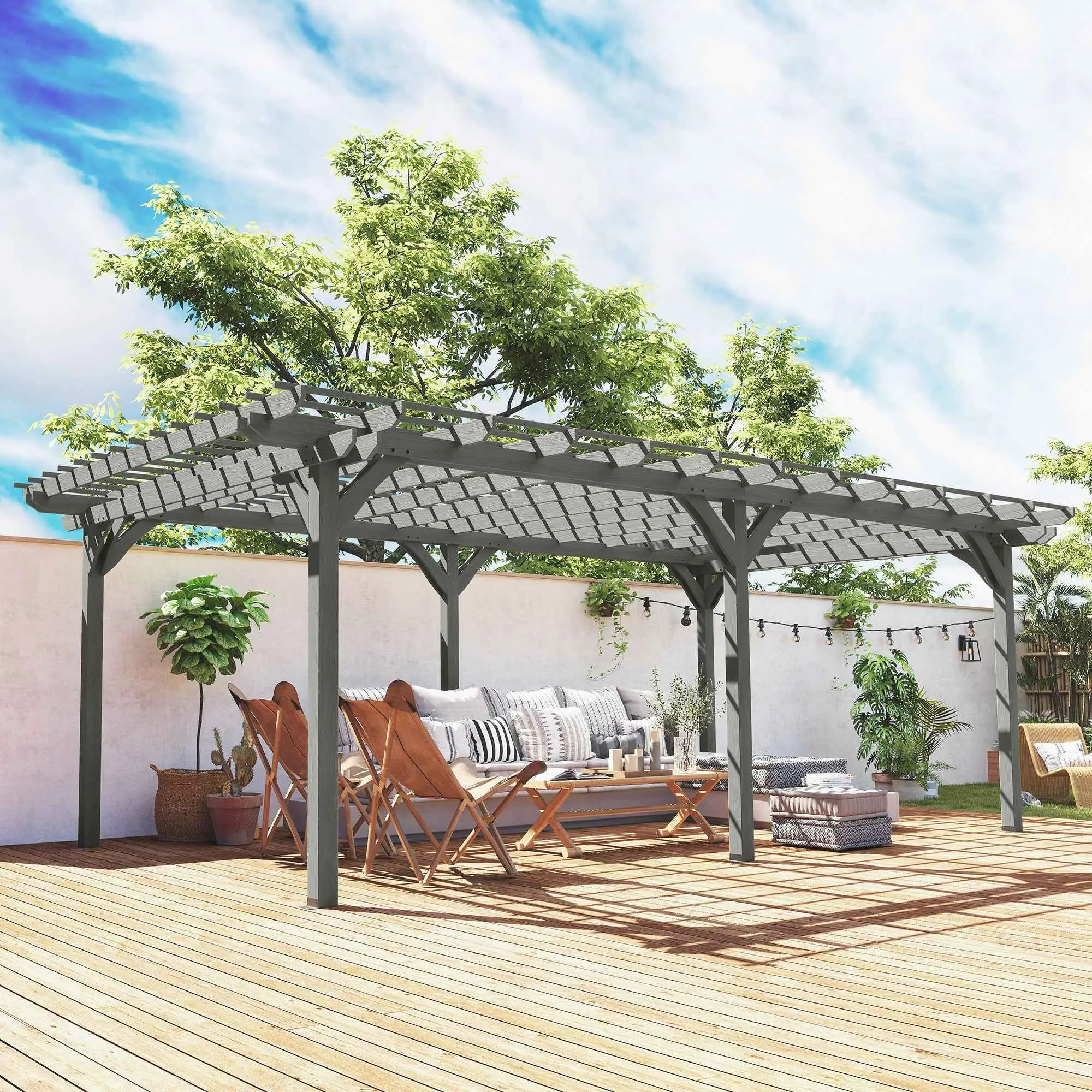 12x20 Wood Pergola - Elegant Outdoor Structure for Your Garden