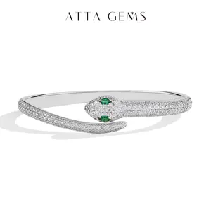 ATTAGEMS Classic 2025 Lab-Created Moissanite Bracelets for Women Men D VVS1 Original Snake Bracelet 925 Sterling Silver Wedding Party Jewelry Love Gifts B038