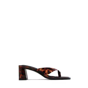 Destiny Thong Strap Chunky Mid Heels - Tortoise