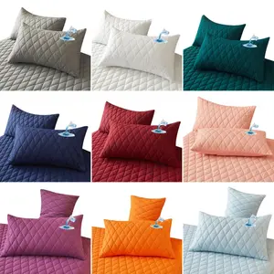Solid Color Quilted Pillowcase without Filler, 2 Counts Soft Comfortable Pillow Cover, Bedding Supplies for Home Bedroom Hotel, Durable Bedding Accessories