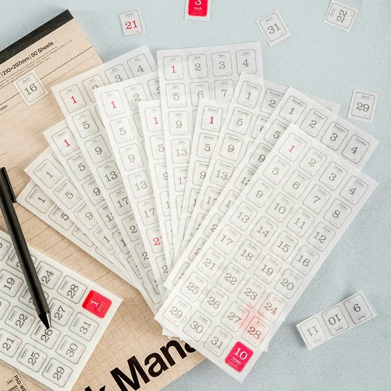 Calendar Number Stickers, 120 Sheets, Monthly Date Planner Stickers for Journaling, Scrapbooking, and Calendar Decorating