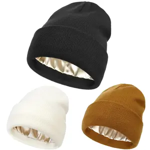 Winter Hat For Women Silk Satin Lined Beanies Chunky Caps Men Warm Fashion Women Bonnet Skullies Caps Male Female Balaclava Hats
