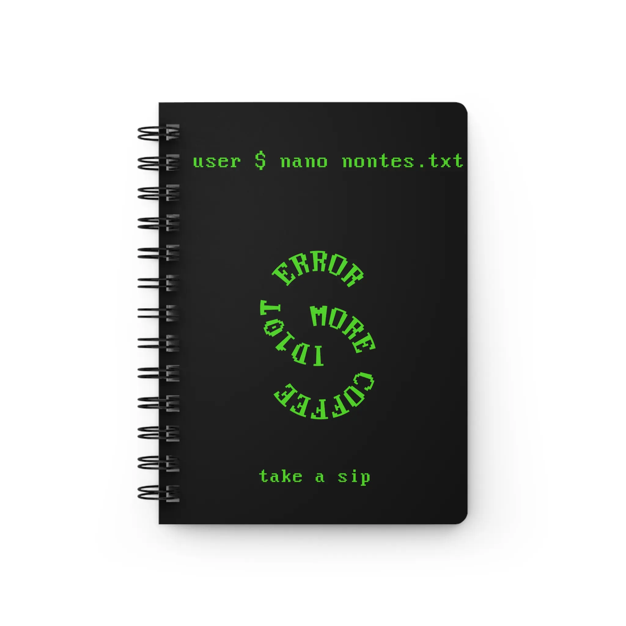 Error 1010 More Coffee spiral bound journal | hacker code aesthetic