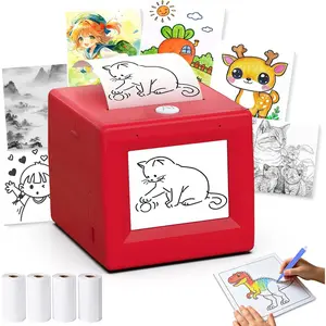 Smart AI Voice Sticker Printer with Display Creative Toy Gift Cultivate Imagination Thinking Skills 6 Modes 4 Rolls Paper Mini Sticker Maker Machine