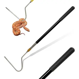 22"~64" Snake Hook Reptile Catcher Stick Tongs Rattlesnakes Grabber Pick-up Handling Tool Kit for Catching Controlling or Moving Python Copperhead (Small Snake Hook - Black)