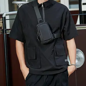 Men's Solid Color/ Camo Pattern Sling Bag, Casual Sporty Adjustable Strap Chest Bag, Pouch Holder,  Fashionable Crossbody Bag, Waist Belt Bag for Daily Use