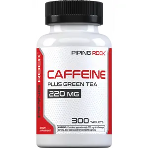 Piping Rock Caffeine Pills 220mg | 300 Tablets | with Green Tea Extract | Vegetarian, Non-GMO, Gluten Free Supplement