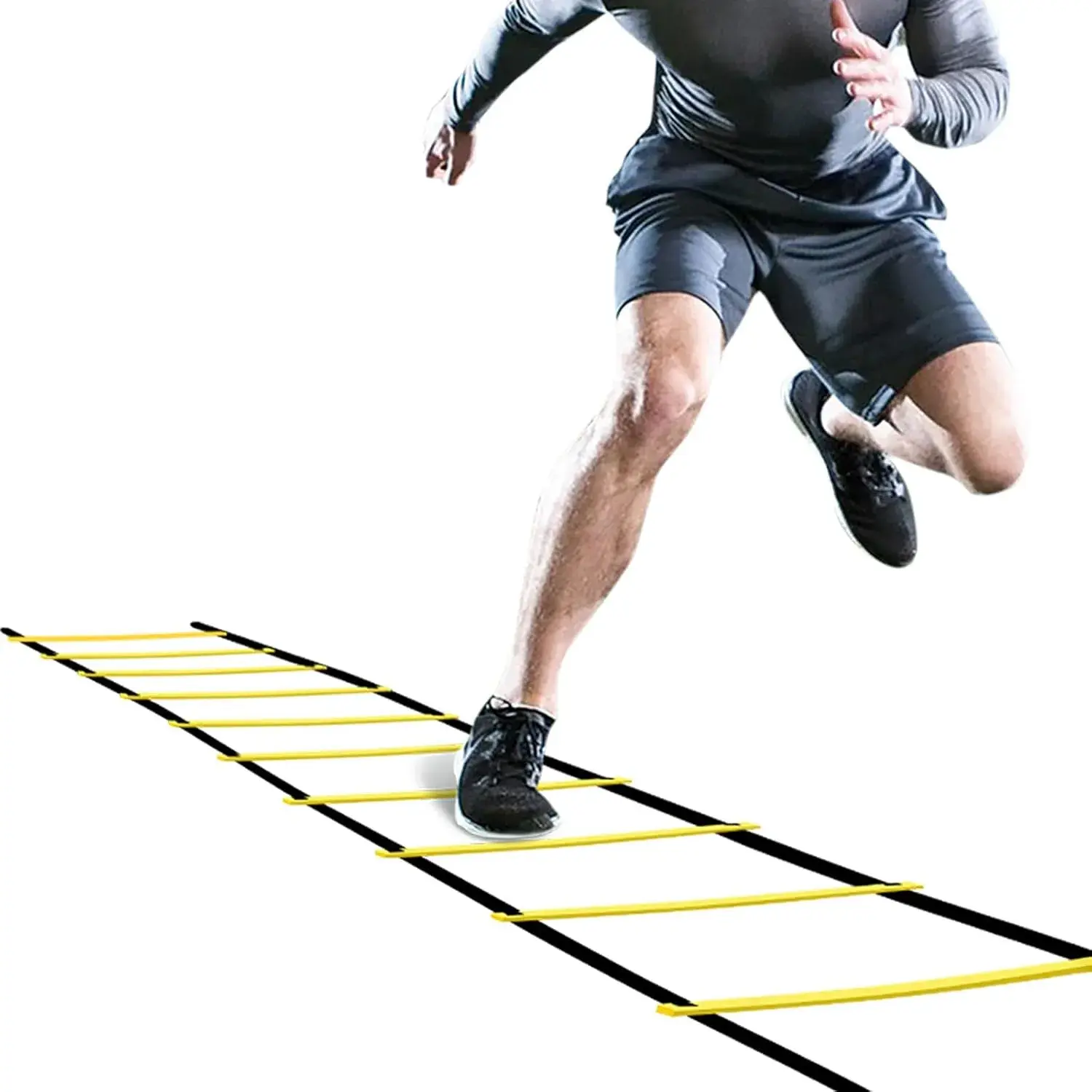 Pro Agility Training Ladder - 20ft Nylon-Plastic Ladder with 12 Adjustable Rungs, Convenient Carrying Bag, Sports Training Gear for Speed Drills, Increase Speed, Torch Calories, Balance Improvement
