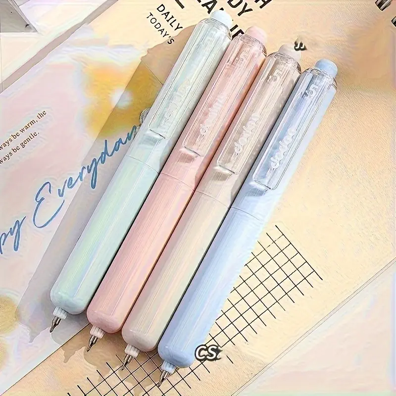 4Pcs  Fat Pocket Pen Portable Anti-fall Black Quick-drying Neutral Pen, Writing Pen, Press CS Head Student Exam Pen, Portable Ins Style Business Pen, Pocket Creative Pen, Black and White Candy Color Series, Aesthetic Pens