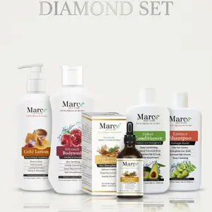 Marce Diamond Set - Gold Lotion, Silk Touch Body Wash, Velvet Conditioner, Essence Shampoo & Hair Oil for Radiant Skin Soft Smooth Body
