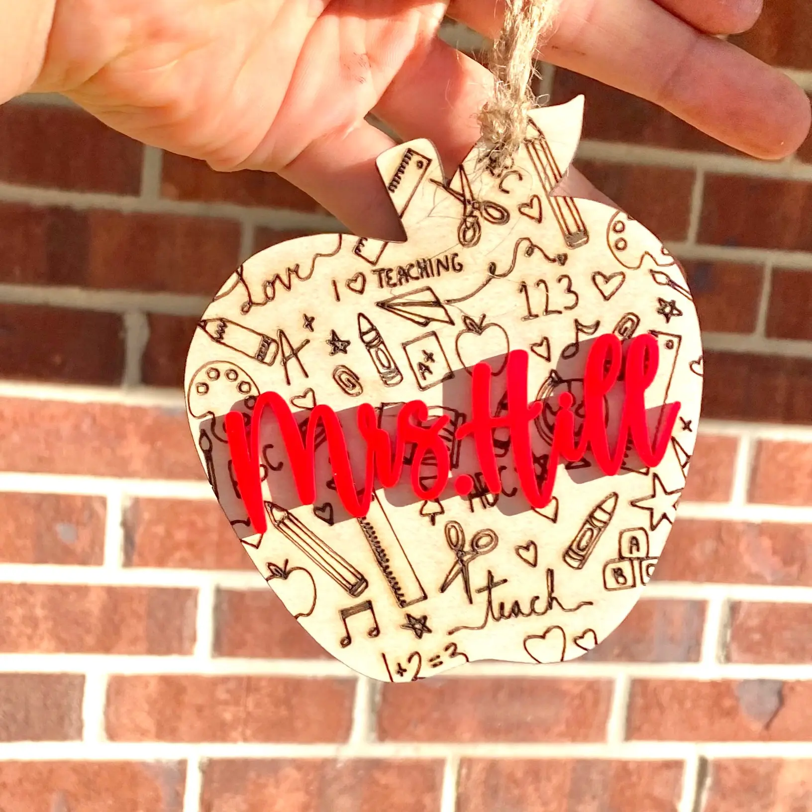 Teacher apple ornament