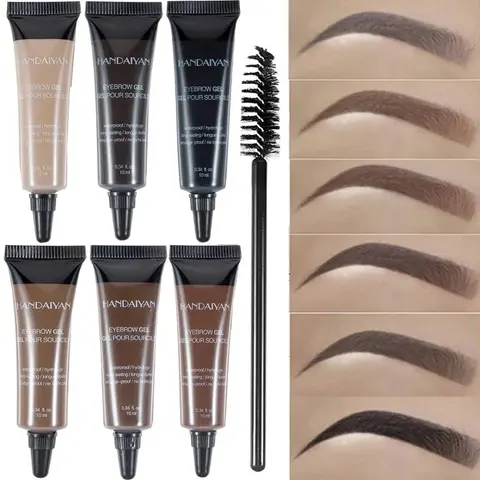 Natural Liquid Dyeing Eyebrow Cream Set Waterproof Durable Brown Tint Henna Mascara Makeup Flawless Cosmetic