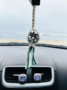 Macrame Disco Ball Car Charm