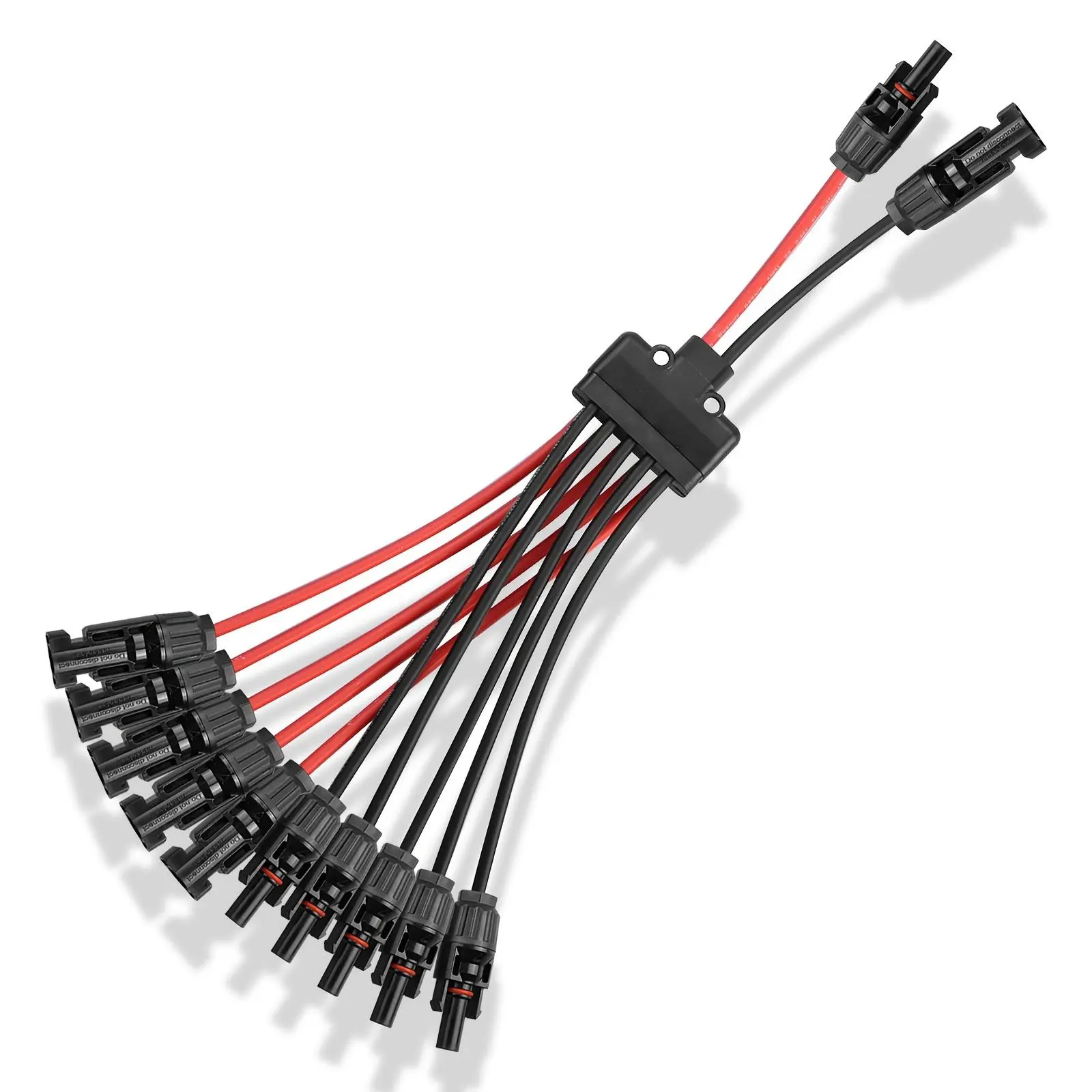 Solar Connectors Cable with Tamperless Fast Connector Cable Sleeves, 2-to-10 Y Branch Parallel Adapter for 4 Panels, Tool-Free, IP68 Weatherproof, 30A DC1000V Rated Electrical Installation Supply