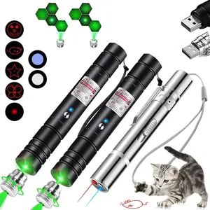 3-Piece USB Rechargeable Pet Laser Toy Set, Silver Color Laser Pointer with 5 Adjustable Modes, Training & Fun for Cats & Dogs
