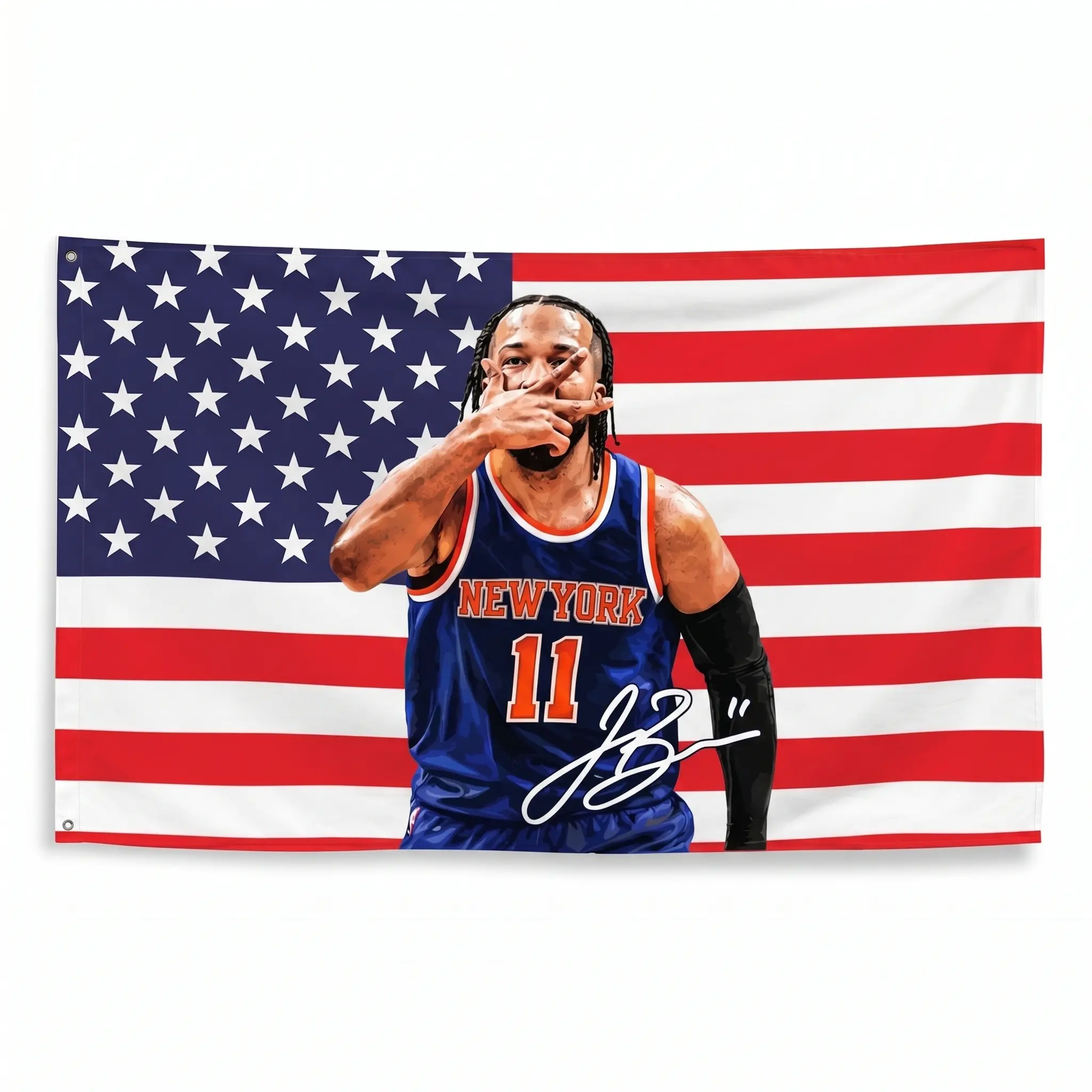 New York Basketball #11 Tapestry, Blue Sports Poster Wall Decor, 3 Point Shooter Pose Fan Room Decor, NYC Basketball Gift
