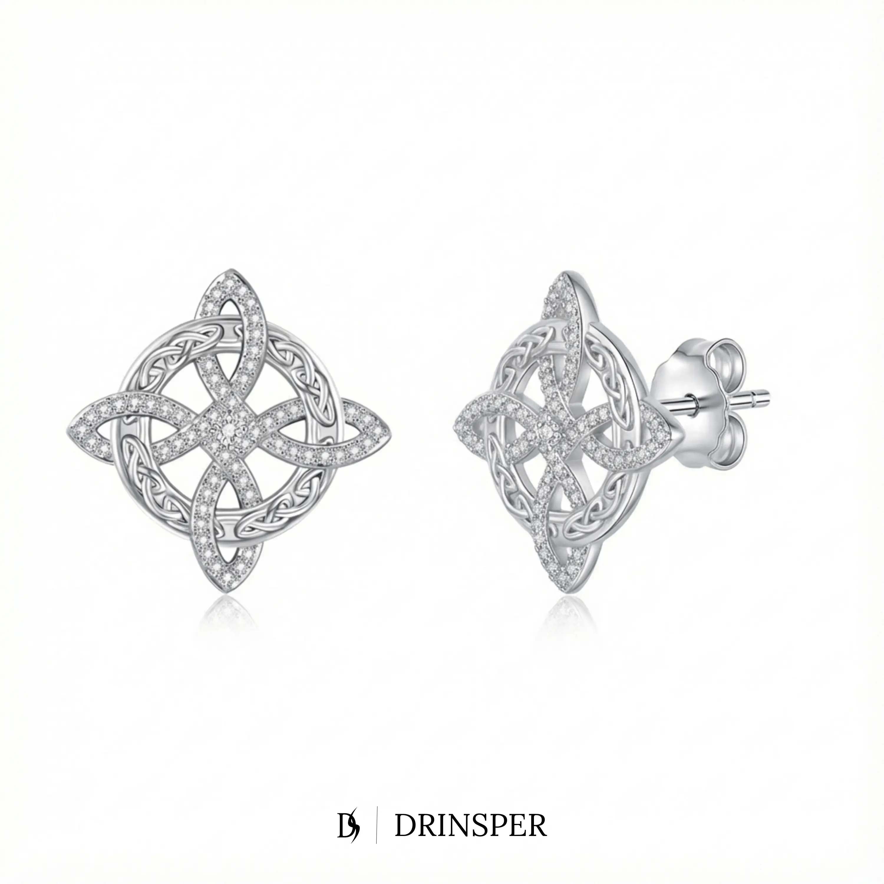 DRINSPER Women's Vintage Witch Earrings - Celtic Hecate Witch's Knot Cubic Zirconia Studs, Copper Witchcraft Aesthetic Whimsical Pair, Spiritual Jewelry for Women, Affordable Fashion Gift Jewelry, Earrings For Women, Whimsical Earrings