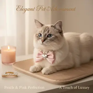 Pet Necklace Dog Pearls Necklace, Cute Cat Bowknot Collar, Pet fo Puppy for Valentine's Day Wedding Birthday Party