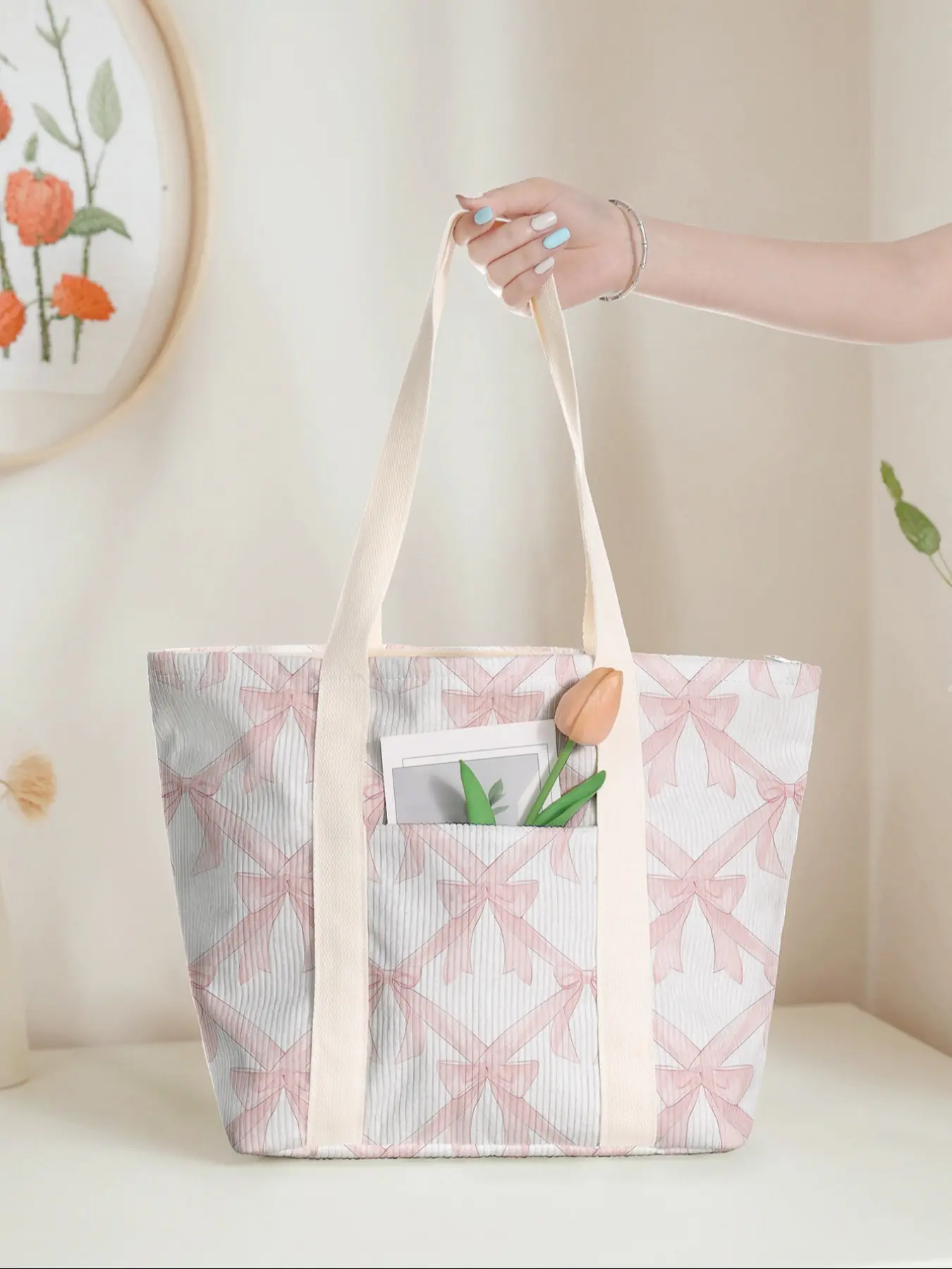 Butterfly Print Large Capacity Tote Bag, Casual Commuter Shoulder Backpack with Zipper Closure, Ideal for Gym Beach Work Travel, Tote Purse