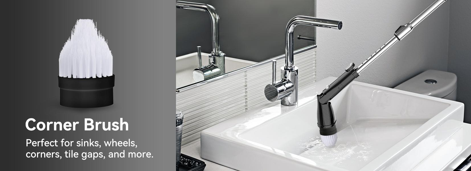 [Clearance sale]TASVAC Electric Spin Scrubber,5 Replaceable Heads, Adjustable Arm. Easily Scrubbing. 1.5H Power Bathroom Scrubber for Bathtub, Kitchen, Grout, Tile, Floor, Wall, Sink.