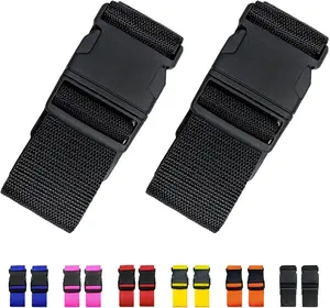 2 Pack Suitcase Straps, Bright Color Adjustable Luggage Belts, TSA Approved (Black)