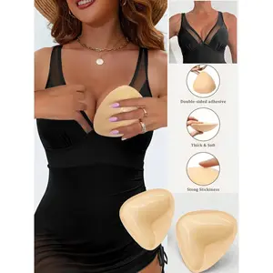 Reusable Self-Adhesive Bra Pads, Waterproof Bikini Chest Pads, Thick Invisible Push-Up Inserts, Enhanced Thickness, 2 Pack, Ideal for Swimming, Womenswear Accessories