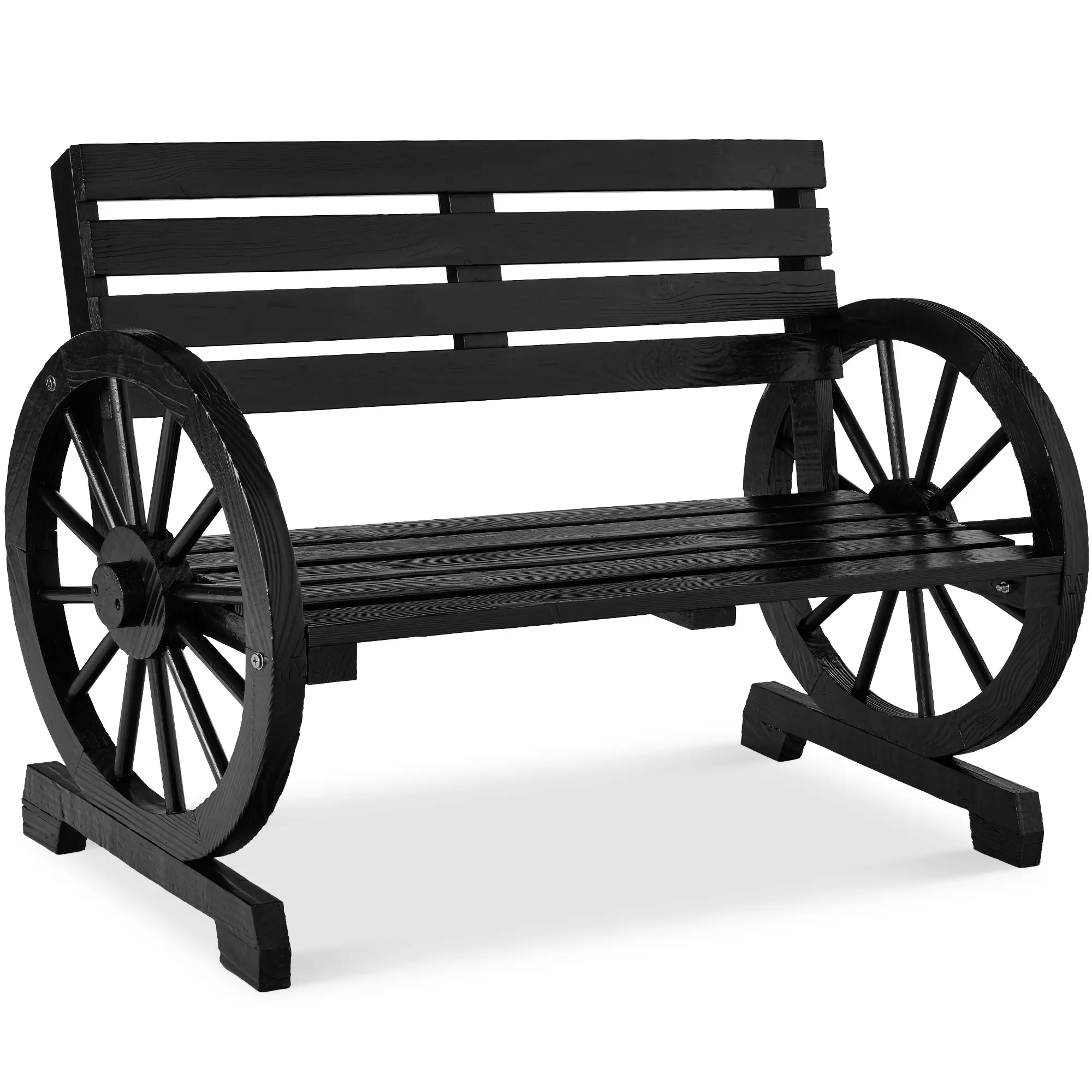 Best Choice Products 2-Person Wooden Wagon Wheel Bench for Patio, Garden, Outdoor Lounging w/ Rustic Design