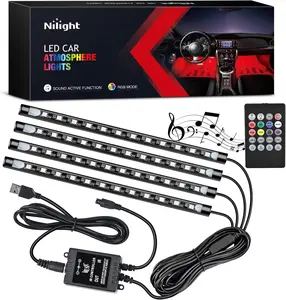 Nilight 48 LEDs DC 5V Multicolor Music Car Strip Light Under Dash Lighting Kit with Sound Active Function and Wireless Remote Control, 2 Years Warranty, 4PCS USB Interior Lights Rgb Mode dealsforyoudays