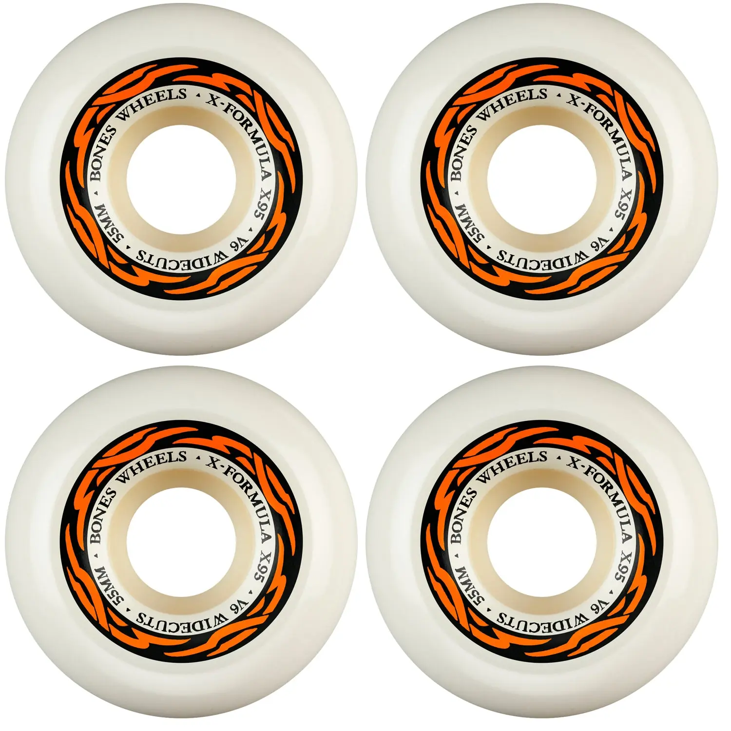 Bones Skateboard Wheels 55mm 95A X-Formula V6 Widecuts