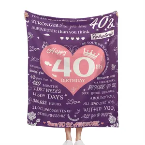 Happy 40th Birthday Gifts for Women Men Blanket 1983 40th Birthday Anniversary Weeding Decorations Turning 40 Year Old Bday Gift Idea for Wife Husband Mom Dad Throw Blanket 60Lx50W Inch