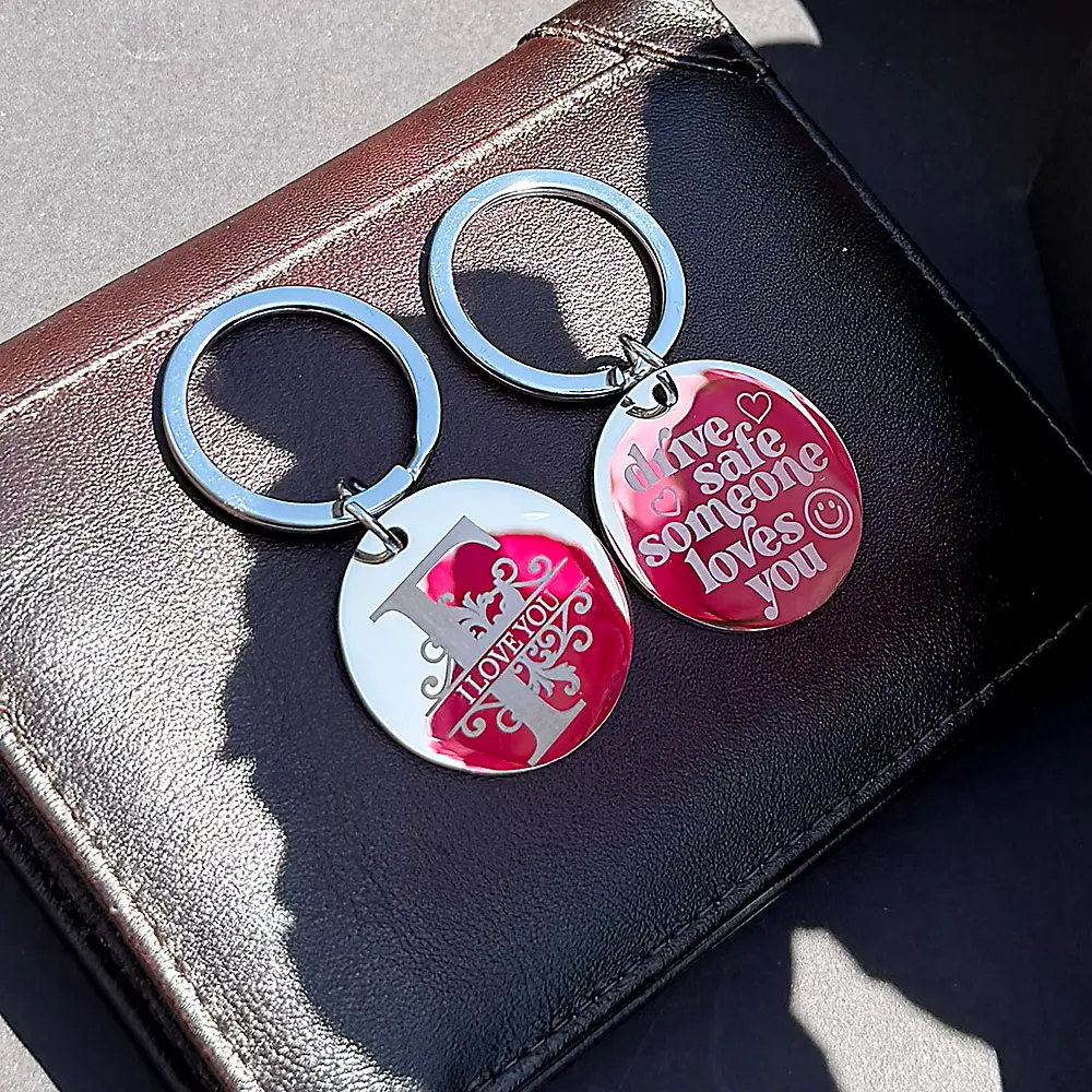 Drive Safe Keychain for Boyfriend,26-Letter Personalized Keychain Perfect Gift for Birthday, Round Keychain, Christmas Gifts, Men's Accessories
