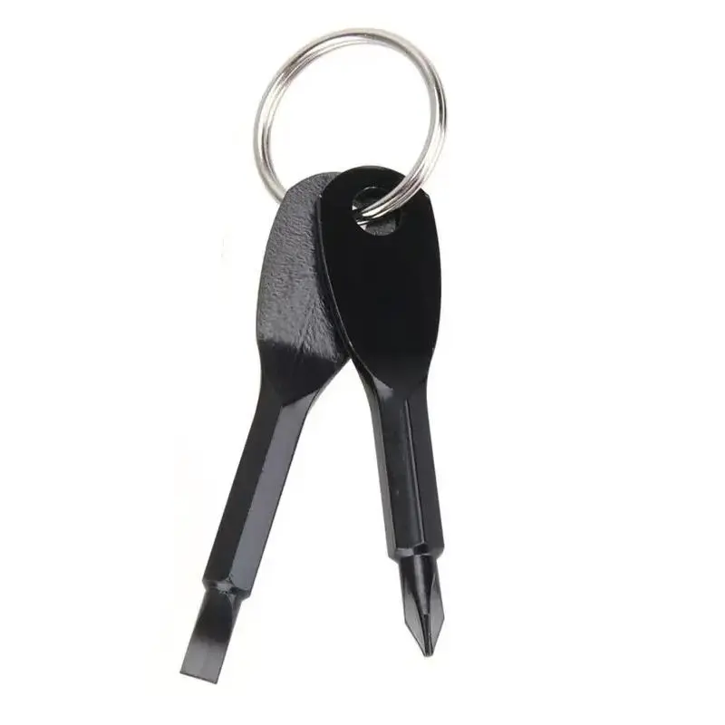 Portable Mini Screwdriver Combo (2pcs), Camping Mini Screwdriver Keychain, Portable Cross & Flat Screwdriver Key Ring Tool, High Quality Hardware