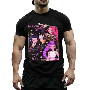 HUNTRX "Mira Ziey Rumi" Anime Polyester T-Shirt - Viral Aesthetic Graphic Tee, Breathable Quick-Dry Crewneck, Durable Non-Cotton Fabric, Magical Girl Print for Otaku Fans & Casual Streetwear