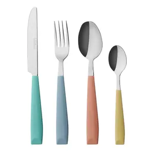 ANNOVA 24PCS Flatware Set Stainless Steel Silverware/Cutlery Set With Colored Handles Comfortable to Hold - Dinner Forks, Dinner Knives, Dinner Spoons, Dessert Spoons - (Mix Color)