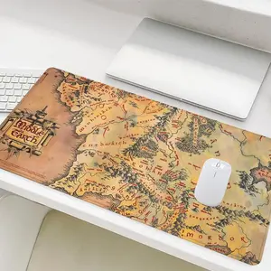 Vintage Middle Earth Map Pattern Mouse Pad, Rectangle Gaming Mouse Pad, Non-Slip Mousepad, Office Desk Keyboard Mouse Mat for Home Office Game Room, Desk Accessories, Gaming Desk Accessory, Computer Desk Accessories