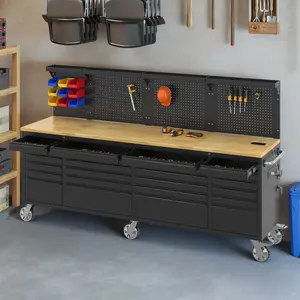 AMERLIFE 26"/72"84"/96" Rolling Tool Chest with Drawers, Tool Chest with Wheels–560/3000 LBS Capacity, Power Outlets, for Garage, Workshop & Home Use, Black