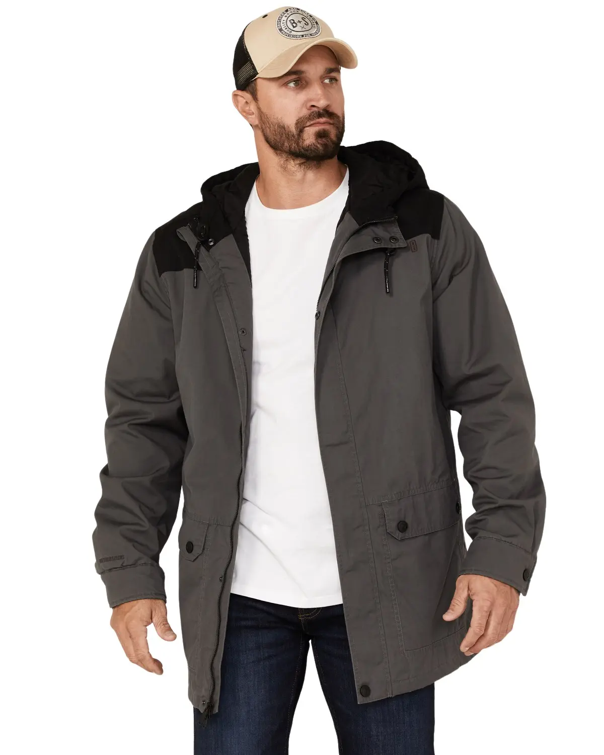 Brothers And Sons Men's Men'S Cruiser Waxed Canvas Hooded Jacket - Basfa22o07-Char