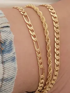 Women's Minimalist Fashion Anklet Set, Alloy Chain, American Retro Style, Perfect for Beach Vacation & Daily Wear