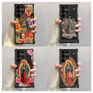 Guadalupe Virgin Mary Print Clear Shockproof Phone Case for iPhone 15 Pro Max/16 Pro Max/17 Pro Max & Samsung Galaxy S26 Ultra/S25 Ultra/S24 Ultra