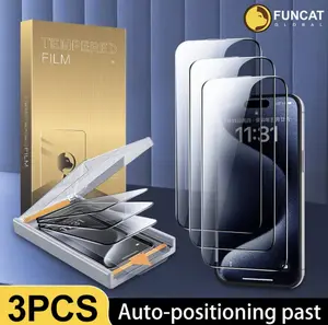 FunCat Screen Protector [1+2 COMBO!]: 30-Second, Dust-Free Install with Perfect, Bubble-Free Fit – Ultimate Protection, one installation kit has three screen protectors! Accessories Fingerprint Cover Smartphone Protective glass screen Casing Cellphone