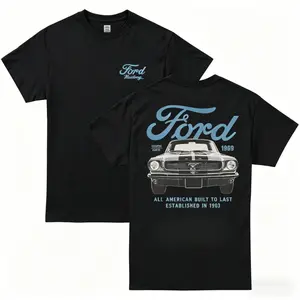 Ford Mustang Built To Last Cotton Short Sleeve 2 Sided T-Shirt, Vintage Car Shirt For Enthusiasts, Casual Wear Men Womenswear, Gift For Him, Husband