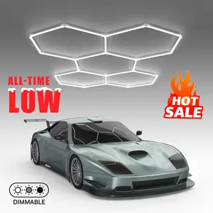 HYPERLITE hexagon LED lights, offering  9900/15840/30360/38280/60720 LM hexagon lights brightness for garage detailing, gyms, and shops Honeycomb Lights, with 3-level dimming control led hexagon lights,Adjustable Lighting，Jumpstart newyear