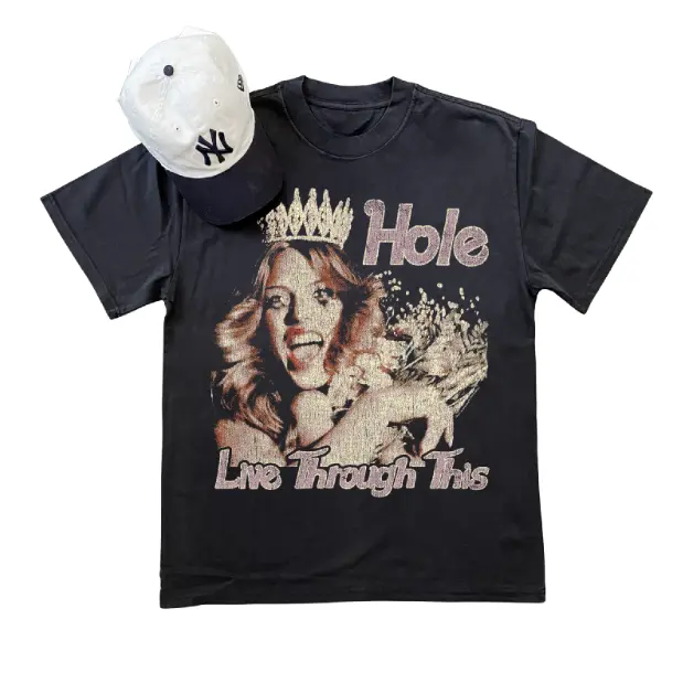 Hole Live Through This Promo Black  T-Shirt, Movie Shirts, Unisex Vintage Graphic Tees Gothic Grunge Y2k Emo Scene Amity Affliction Style Clothes Gifts Clothing Men Women Streetwear Cotton Top