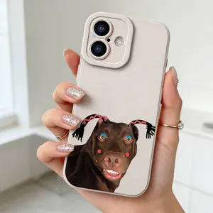 Silly Dog Face with Pigtails Design Phone Cover for iPhone 17/16/15/14/13/12/11/X/XS XR MAX Humorous Pet Portrait Phone Case